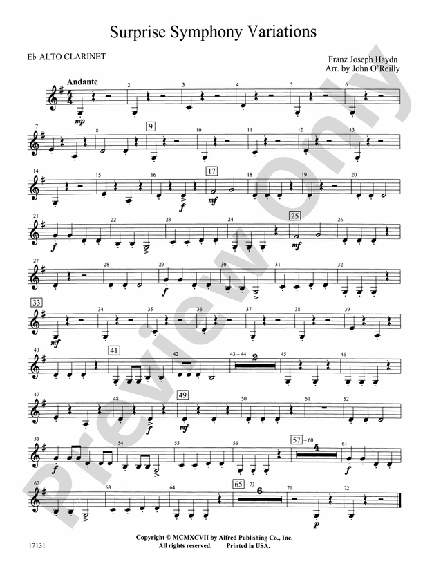 Surprise Symphony Variations Eflat Alto Eflat Alto