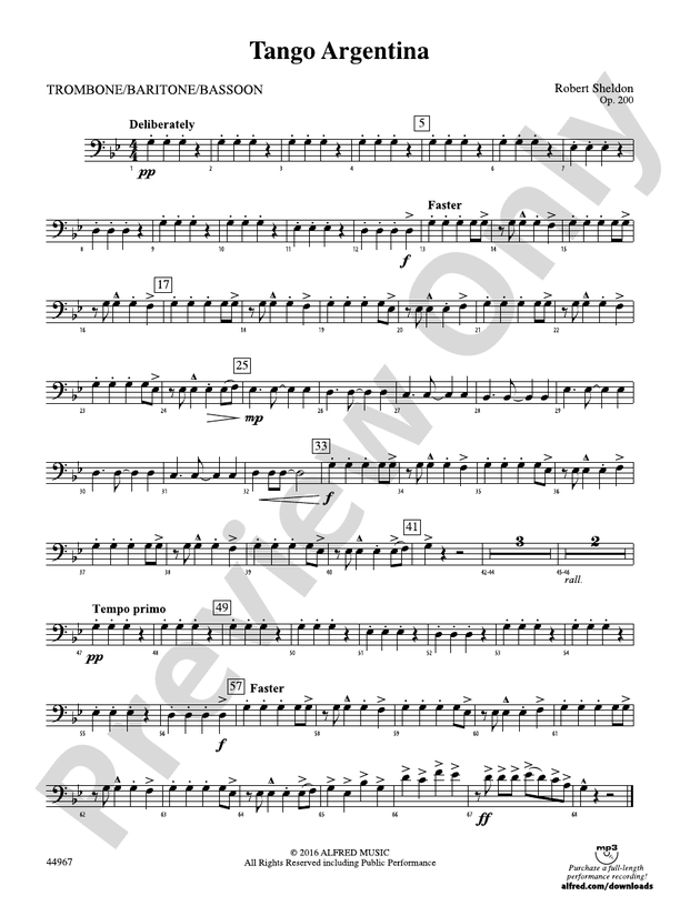 Tango Argentina 1st Trombone 1st Trombone Part Digital Sheet Music Download