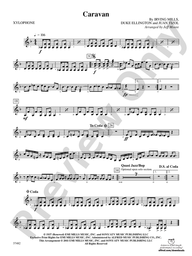Caravan Xylophone Xylophone Part Digital Sheet Music Download