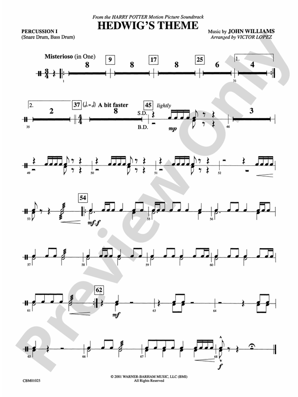 Hedwig's Theme (from Harry Potter) 1st Percussion 1st Percussion Part