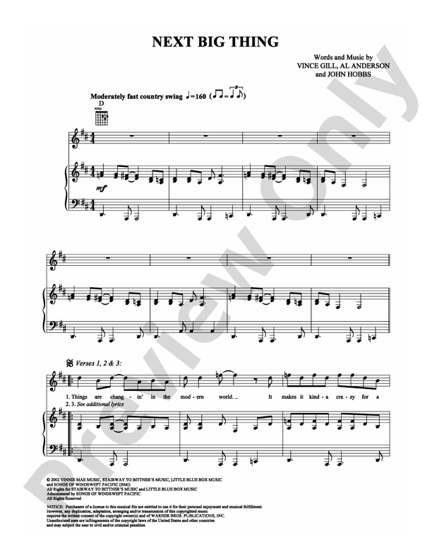 Next Big Thing Piano/Vocal/Chords Vince Gill Digital Sheet Music