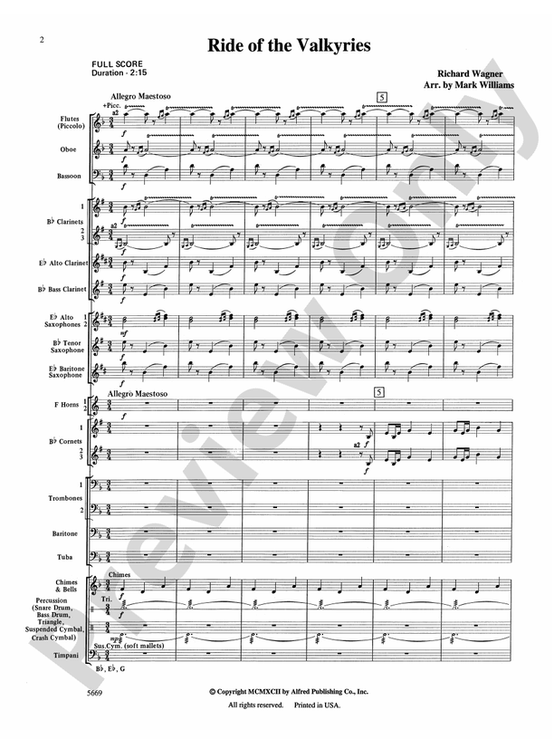 Ride Of The Valkyries: Concert Band Conductor Score & Parts: Richard ...