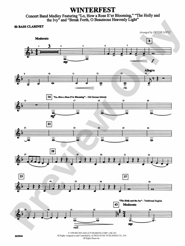 Winterfest Bflat Bass Bflat Bass Part Digital