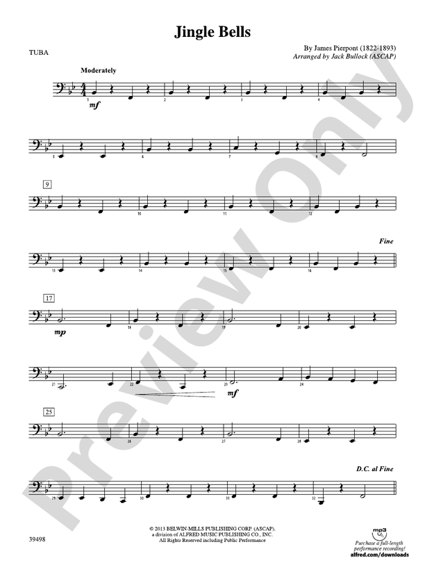 Jingle Bells Tuba Tuba Part Digital Sheet Music Download