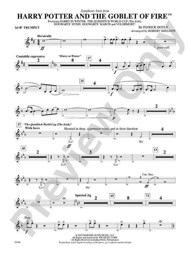 Harry Potter and the Goblet of Fire, Symphonic Suite from 1st Bflat