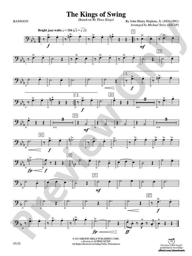 The Kings of Swing Bassoon Bassoon Part Digital Sheet Music Download