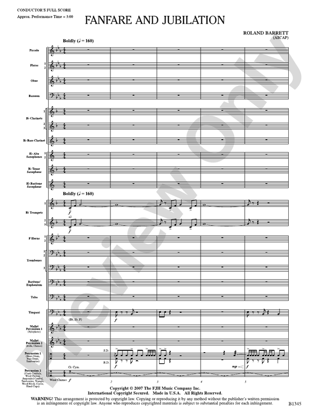 Fanfare and Jubilation Score Roland Barrett Digital Sheet Music