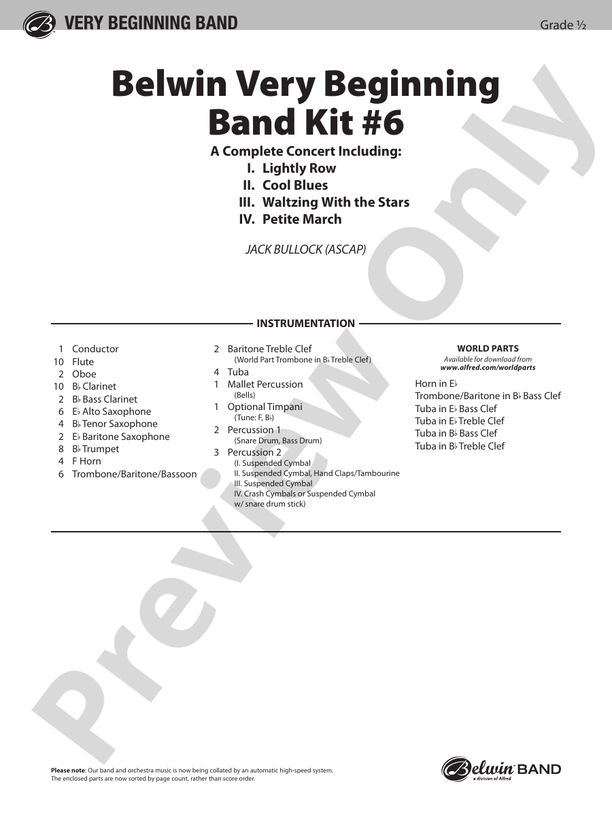 Belwin Very Beginning Band Kit #6: Score: Concert Band Score - Digital  Sheet Music Download