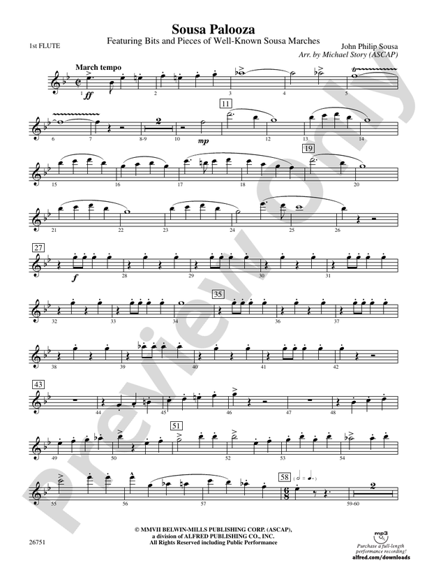 Sousa Palooza Flute Flute Part Digital Sheet Music Download