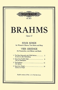 ブラームス：２つのホルンとハープの伴奏つき女性合唱曲op.17、ほか〜スコア J. Brahms: 4 Songs for female chorus, Op. 17; 1. “Es tönt