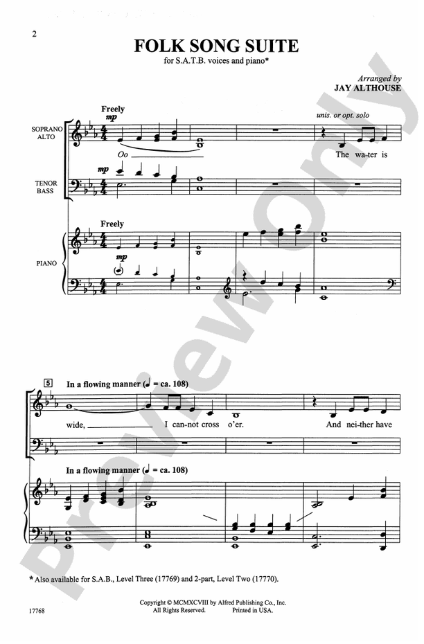 Folk Song Suite Satb Choral Octavo Digital Sheet Music Download 