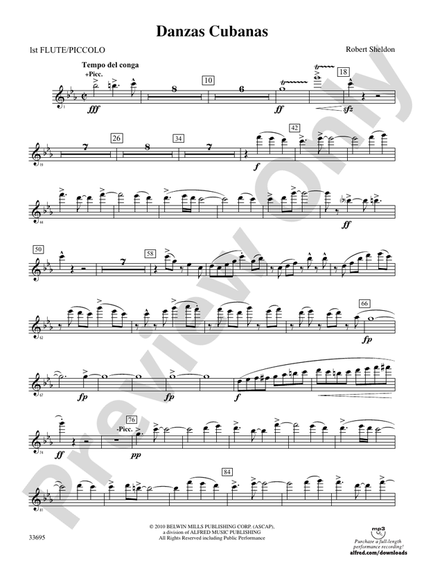 Danzas Cubanas: Flute: Flute Part - Digital Sheet Music Download