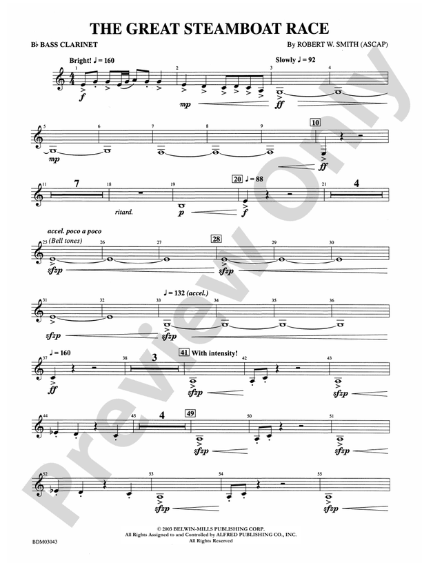 The Great Steamboat Race Bflat Bass Bflat Bass Part Digital Sheet Music