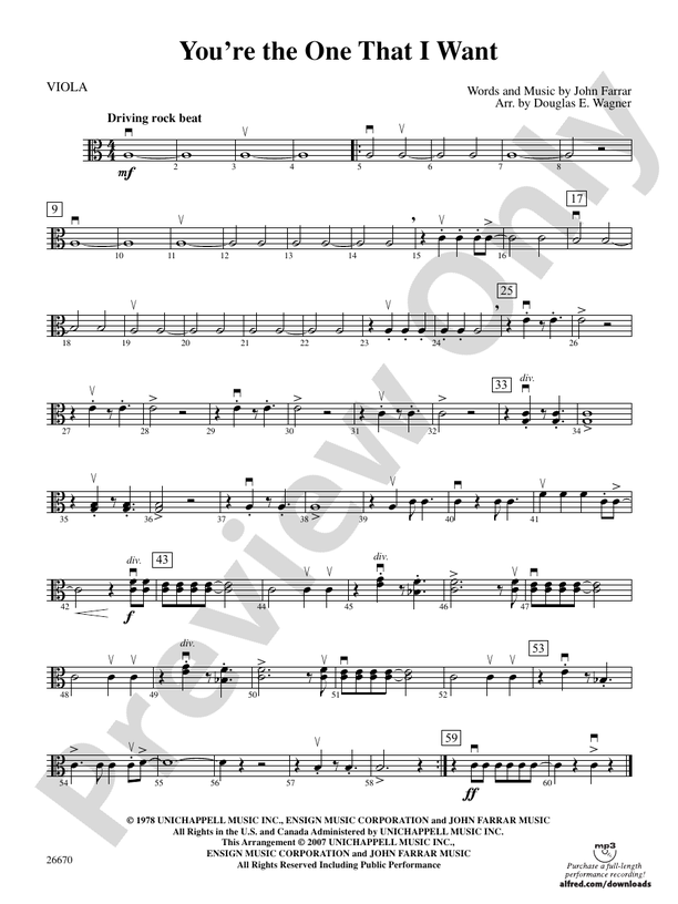 You're the One That I Want (from Grease): Viola