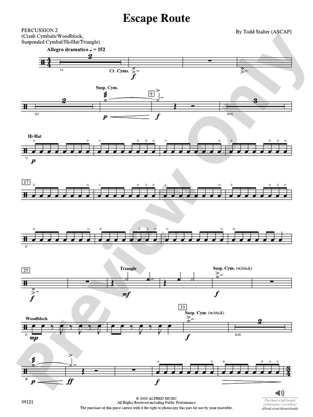 Escape Route: 2nd Percussion: 2nd Percussion Part - Digital Sheet Music ...