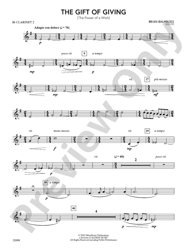 The Gift of Giving: 2nd B-flat Clarinet