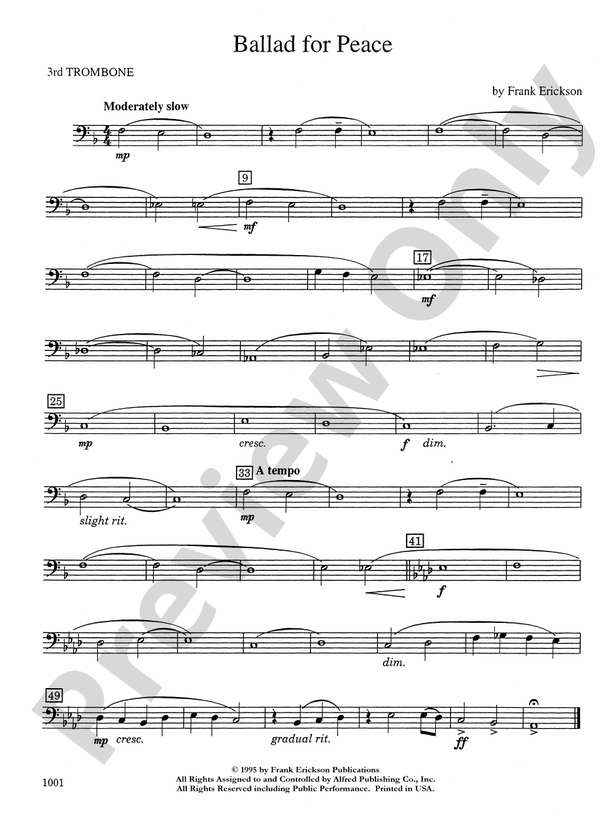 Ballad for Peace 3rd Trombone 3rd Trombone Part Digital Sheet Music