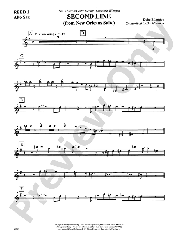 The Second Line E Flat Alto Saxophone E Flat Alto Saxophone Part Digital Sheet Music Download