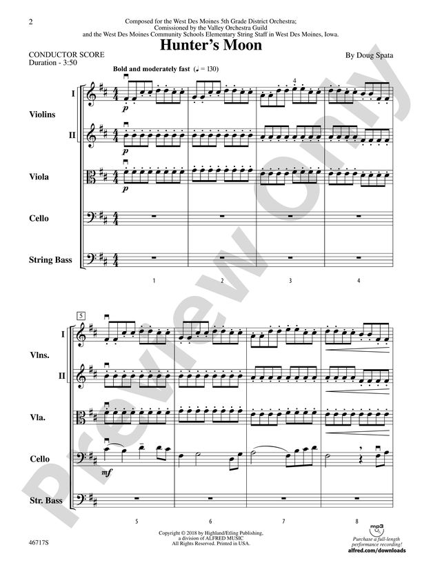 Hunter's Moon Score String Orchestra Score Digital Sheet Music Download