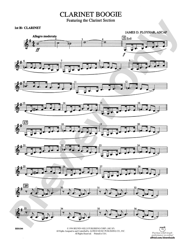 Clarinet Boogie: 1st B-flat Clarinet