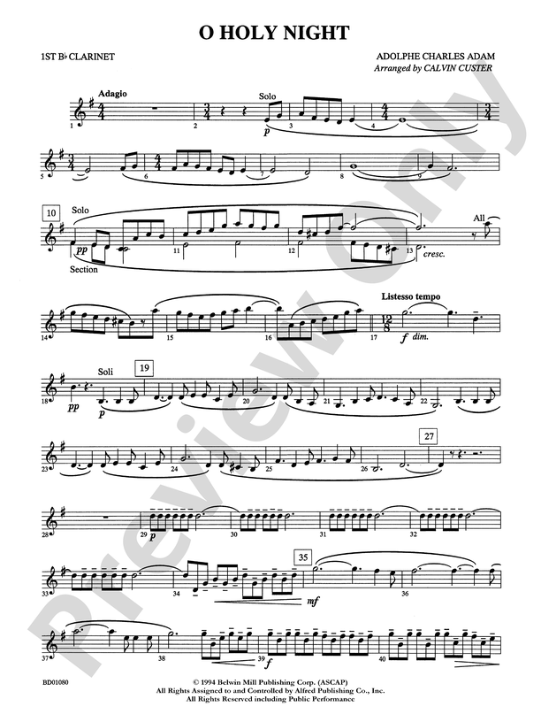 O Holy Night: 1st B-flat Clarinet