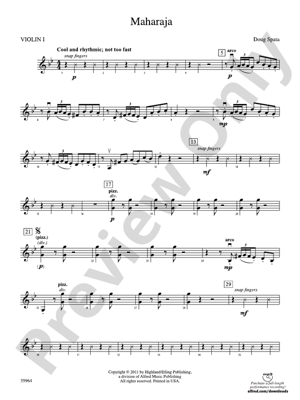 Maharaja 1st Violin 1st Violin Part Digital Sheet Music Download 8066