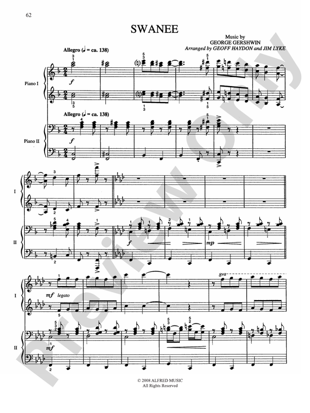 Swanee - Piano Duo (2 Pianos, 4 Hands)