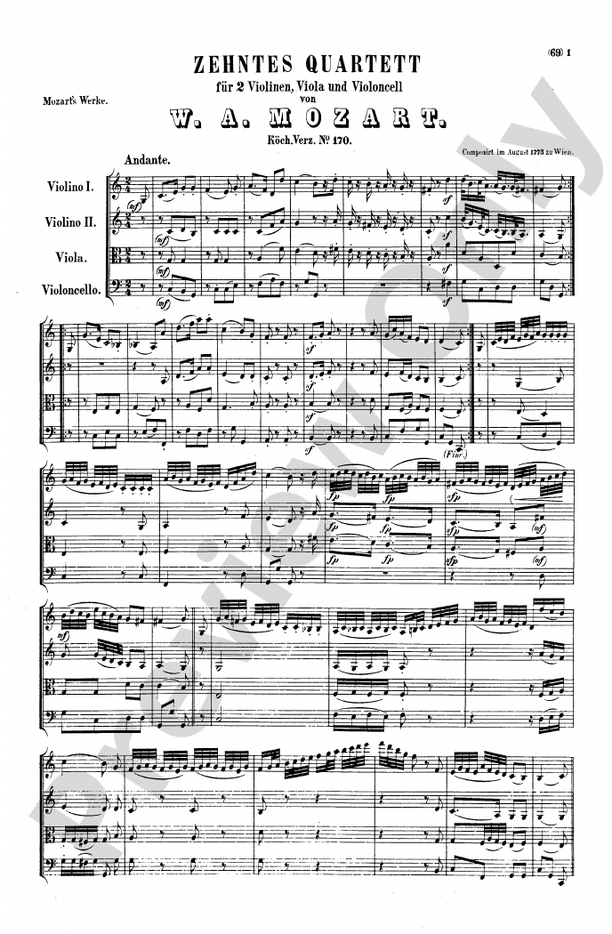 Mozart String Quartets String Quartet in C Major, K. 170 Part