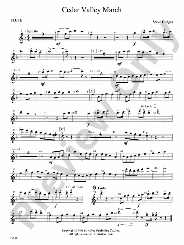 Cedar Valley March: Flute: Flute Part - Digital Sheet Music Download