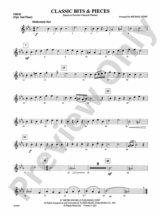 Classic Bits Pieces based on Favorite Classic Themes Oboe