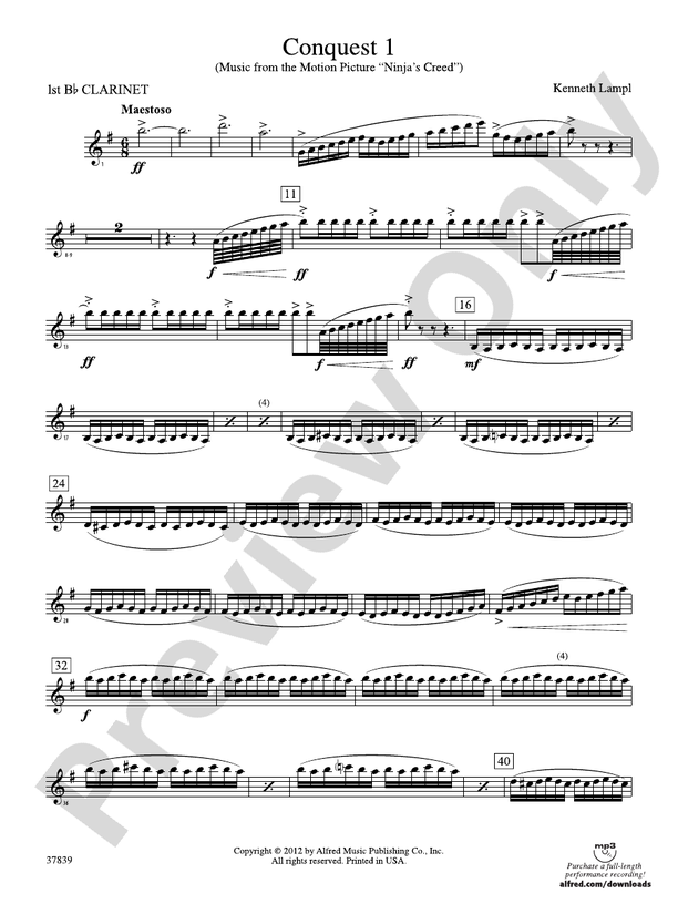 Conquest 1 (from the motion picture Ninja's Creed) 1st Bflat