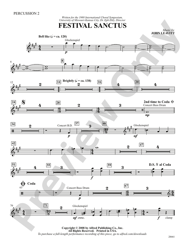 Festival Sanctus: 2nd Percussion: 2nd Percussion Part - Digital Sheet ...