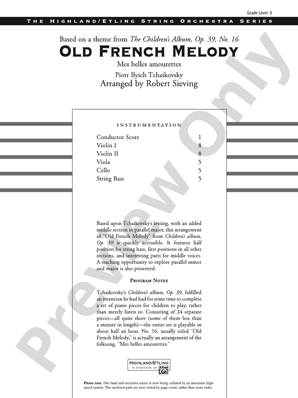 Old French Melody                                                                                                                                                                                                                                         
