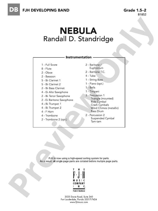 Nebula: Score: Concert Band Score: Randall D. Standridge