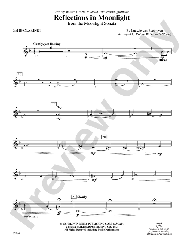 Reflections In Moonlight: 2nd B-flat Clarinet