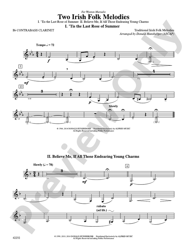 Two Irish Folk Melodies Bflat Contrabass Bflat Contrabass