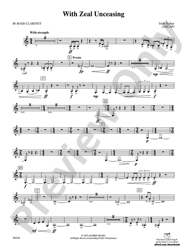 With Zeal Unceasing: B-flat Bass Clarinet