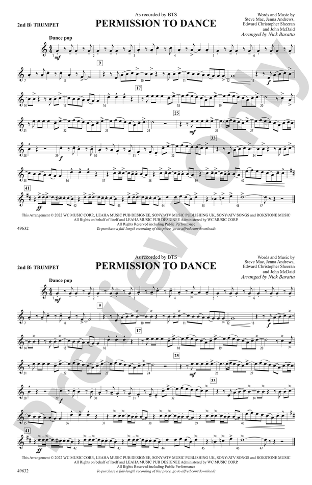 Permission To Dance: 2nd B-flat Trumpet: 2nd B-flat Trumpet Part ...