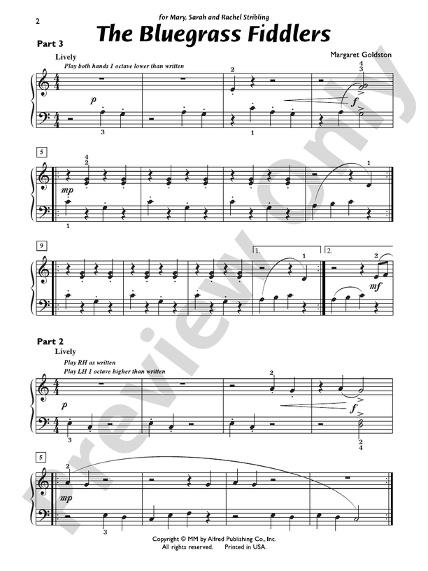 The Bluegrass Fiddlers - Piano Trio (1 Piano, 6 Hands): Piano: Margaret ...