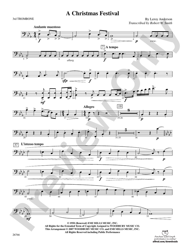 A Christmas Festival: 3rd Trombone: 3rd Trombone Part - Digital Sheet ...