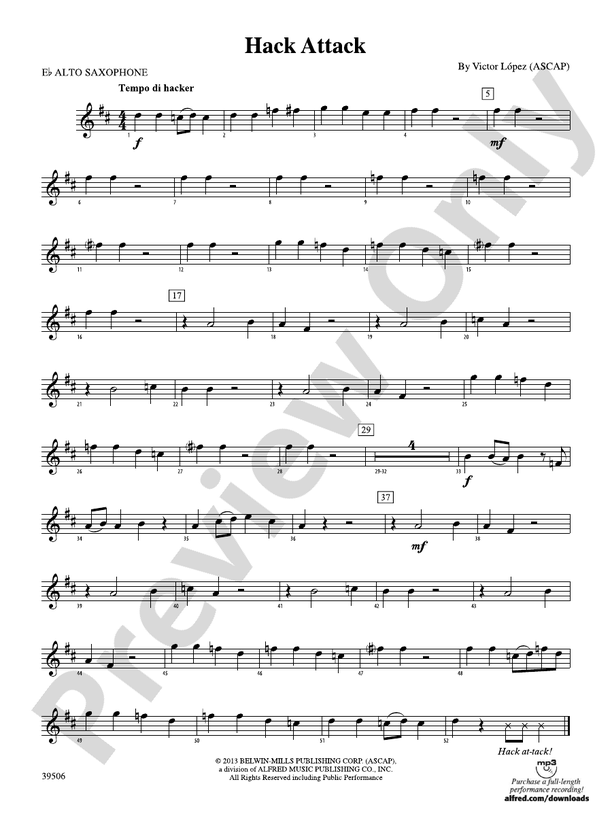 Hack Attack: E-flat Alto Saxophone: E-flat Alto Saxophone Part ...
