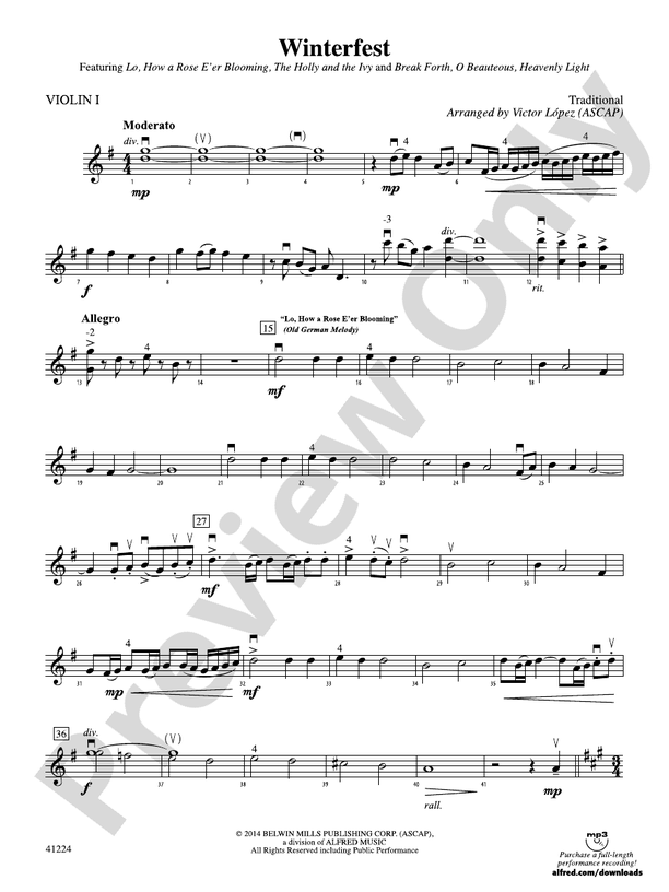 Winterfest: 1st Violin: 1st Violin Part - Digital Sheet Music Download