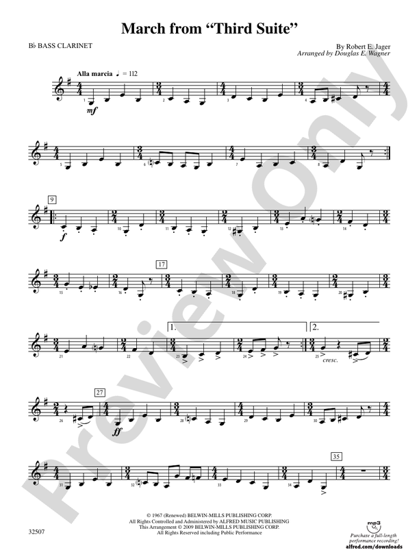 March From Third Suite B Flat Bass Clarinet B Flat Bass Clarinet Part Digital Sheet Music 