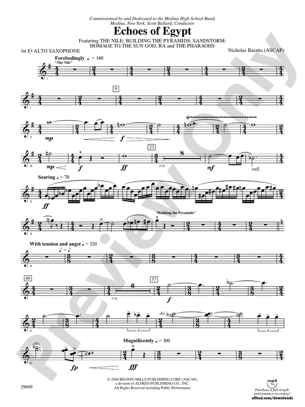 Echoes of Egypt: E-flat Alto Saxophone: E-flat Alto Saxophone Part ...