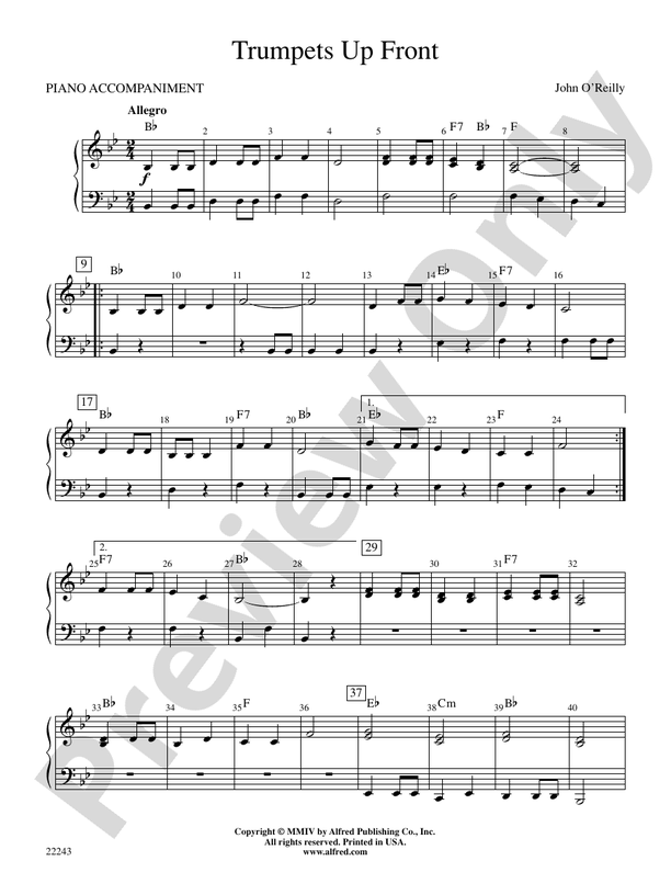 Trumpets Up Front Piano Piano Part