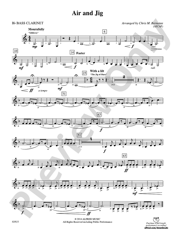 Air and Jig Bflat Bass Bflat Bass Part Digital