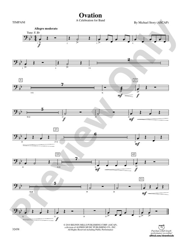 Ovation Timpani Timpani Part Digital Sheet Music Download
