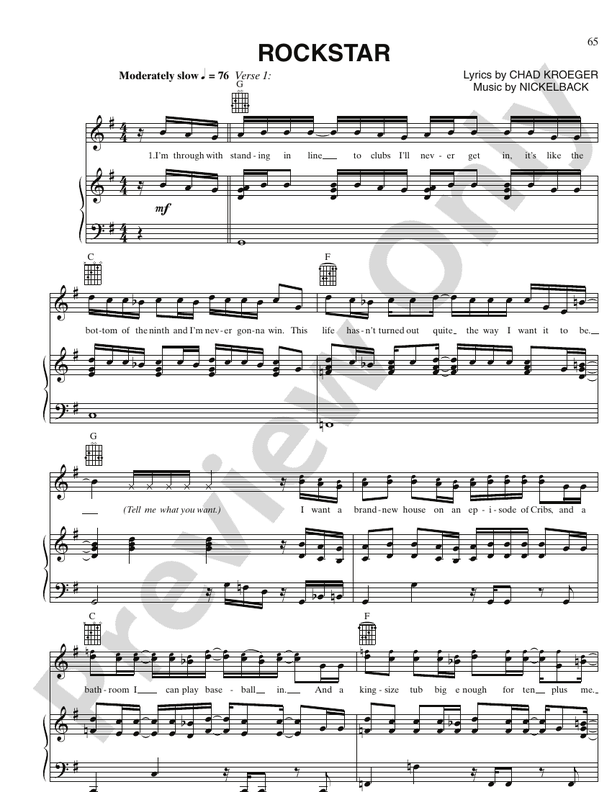 Rockstar: Piano/Vocal/Chords - Digital Sheet Music Download: Nickelback