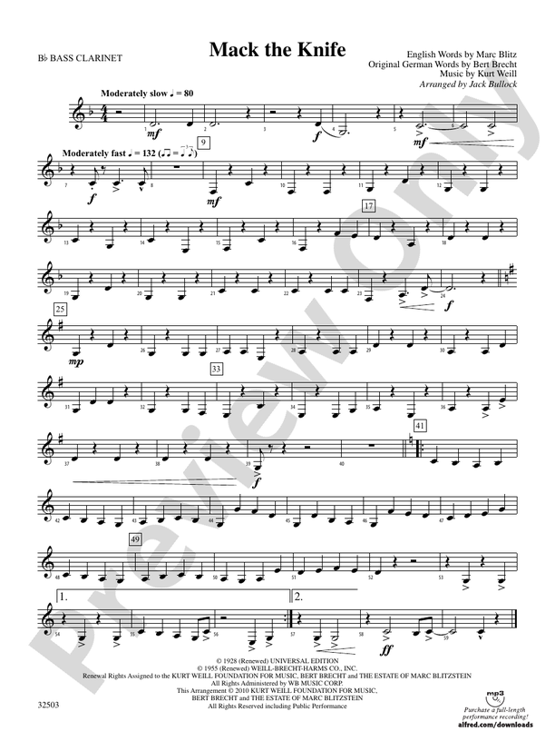 Mack the Knife Bflat Bass Bflat Bass Part