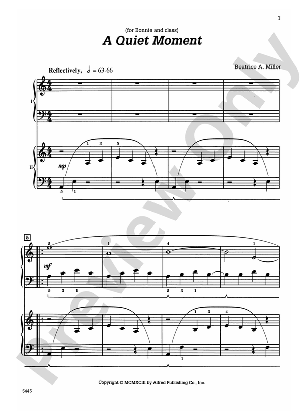 A Quiet Moment - Piano Duo (2 Pianos, 4 Hands)